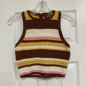 NWT Steve Madden Knit Crochet Sweater Vest Crop Top S